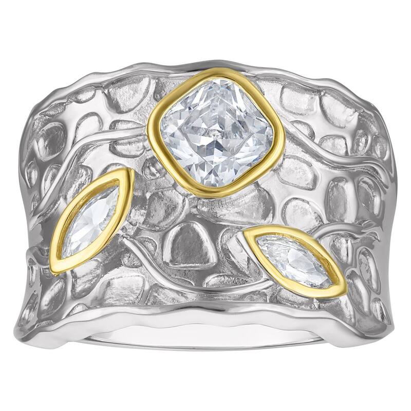 Designs by Gioelli レディース アクセサリー リング Designs by Gioelli Sterling Silver Two Tone Cubic Zirconiartisan Ring Two Tone シルバー