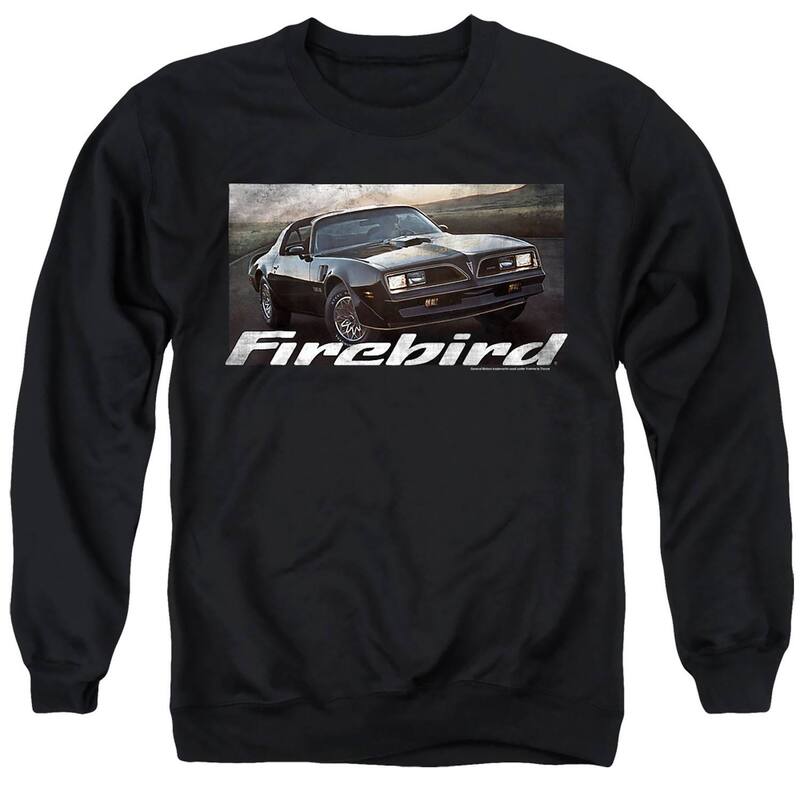 アニメ文字記号 メンズ トップス ティーシャツ 流汗 グラフィック Licensed Character Men\u0027s Pontiac Firebird 76 Graphic Sweatshirt Black 黒いこと メンズファッション-トップス-Tシャツ・カットソー