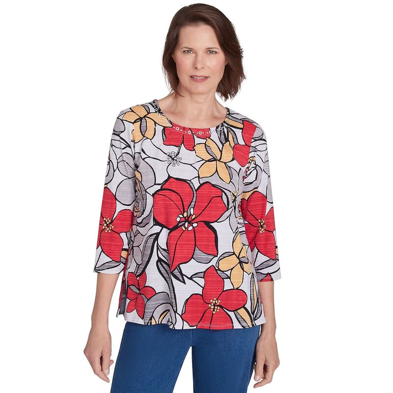 アルフレッド ダナー レディース トップス Tシャツ フラワー柄 プリント フラワー Women's Alfredunner Bold Floral Printee Multi Red レッド