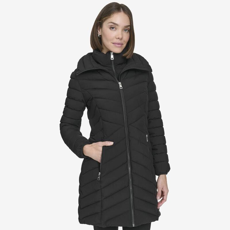 アンドリューマーク レディース アウター ジャケット・ブルゾン Women's Andrew Marc Bibbed Puffer Walker Black ブラック｜ReVida 店