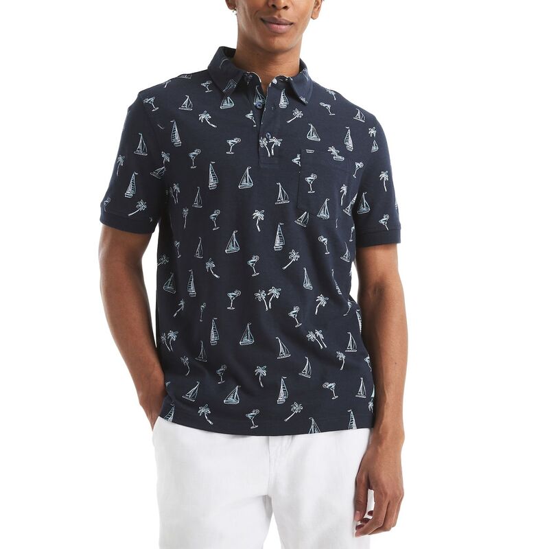 ナウティカ メンズ トップス Tシャツ ポロシャツ プリント Men's Nautica Printed Classic Fit Johnny Collar Polo Navy Ditsy ネイビー｜ReVida 店