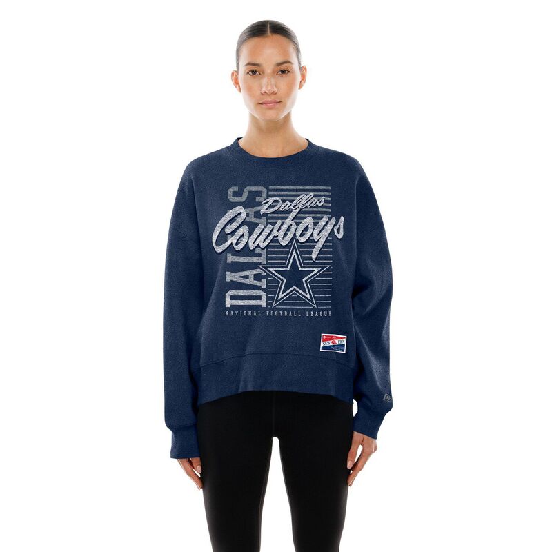 ニュー内鰓 レディース トップス プルオーバー 労働者の一団素っ首 流汗 Women\u0027s New Era Navy Dallas Cowboys Oversized Throwback Mineral Wash Crew Neck Sweatshirt Cow Navy 米国海軍
