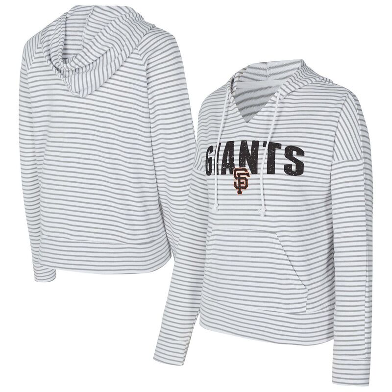 アンブランデッド レディース トップス Tシャツ Vネック パーカー Unbranded Women's Conceptsport White/Gray San Francisco Giants Liftoff Striped V-Neck Hoodie Gnt White ホワイト