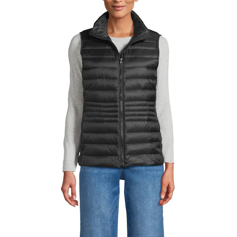 ランズエンド レディース アウター ジャケット・ブルゾン ベスト ダウン Women Lands End Wanderweight Packable Down Vest Black ブラック