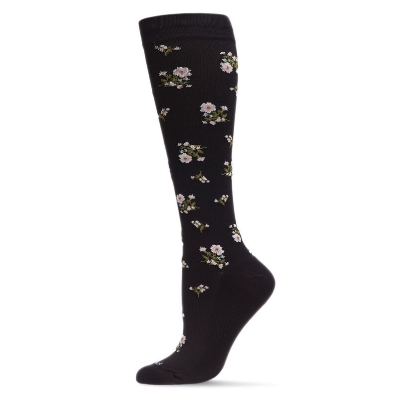 メモイ レディース アンダーお召しもの ソックス 御花柄 ナイロン 御花 MeMoi Women\u0027s Ditsy Floral Nylon 15-20mmHgraduated Compression Socks Black 黒いこと