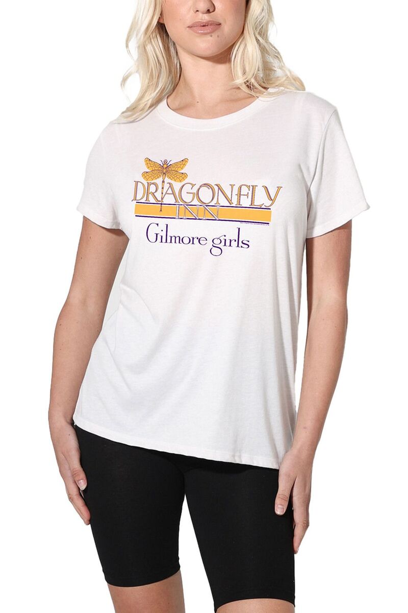 アニメキャラクター レディース トップス Tシャツ Licensed Character Juniors' Gilmore Girls Dragonfly Inn Loose Tee White ホワイト