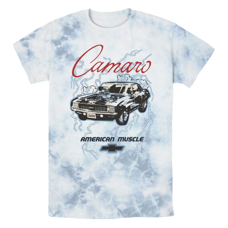 アニメキャラクター メンズ トップス Tシャツ グラフィック Licensed Character Men's Chevrolet Camaro American Muscle Lightning Bombard Wash Graphic Tee White Blue ホワイト