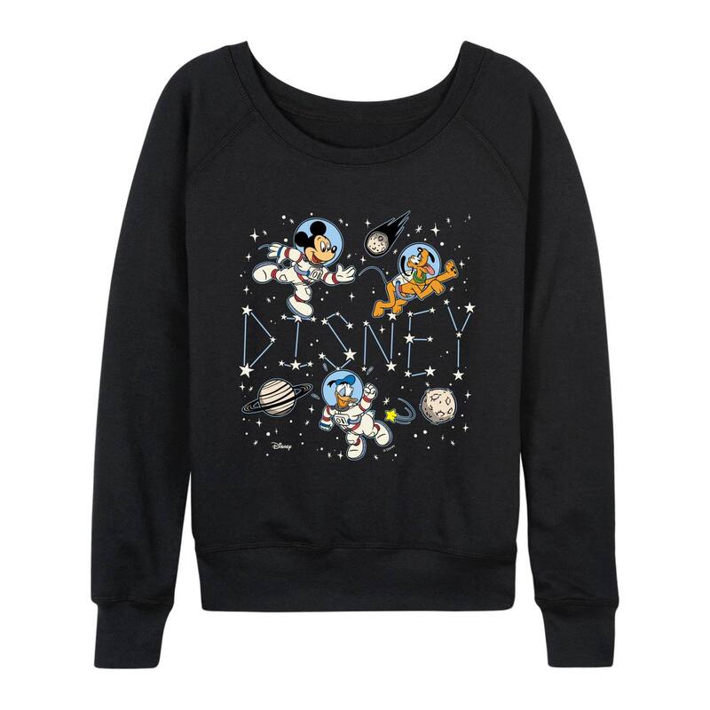 ディズニー レディース トップス Tシャツ パイル Women's Disney's Mickey Mouse & Friends Celestial Space French Terry Long Sleeve Tee Black ブラック