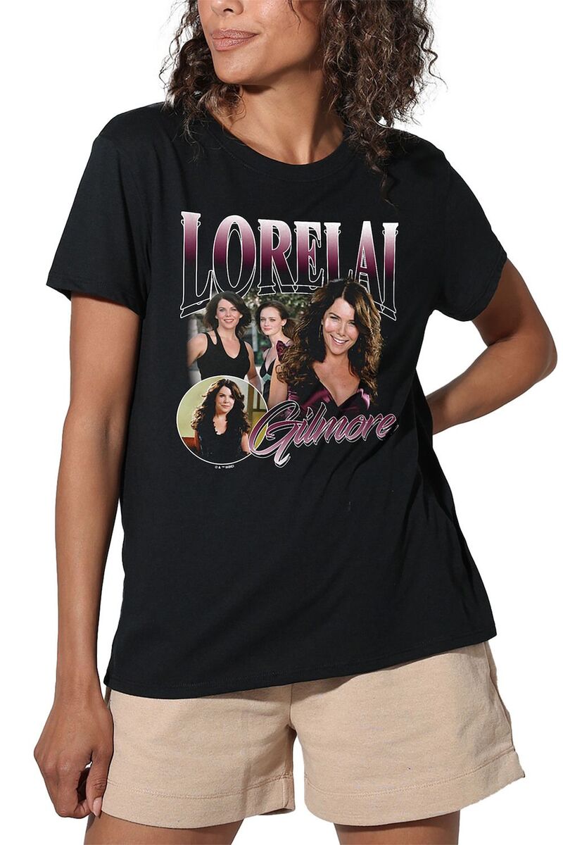 アニメキャラクター レディース トップス Tシャツ グラフィック Licensed Character Juniors' Gilmore Girls Lorelai Graphic Tee Black ブラック