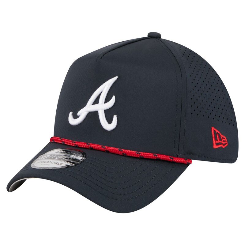 ニューエラ メンズ アクセサリー 帽子 Men's New Era Navy Atlanta Braves 39THIRTY A-Frame Perforated Flex Hat Brv Navy ネイビー
