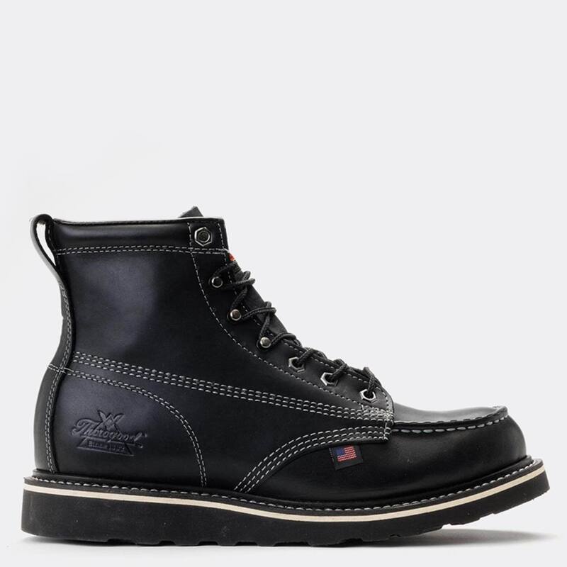 ソログッド メンズ シューズ ブーツ・レインブーツ Thorogood Men American Heritage Mid Night Series 6 Inch Black Moc Toe Black ブラック