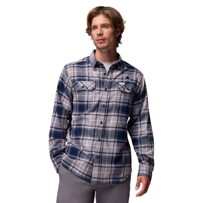 コロンビア メンズ トップス Tシャツ 長袖 Men's Columbia Navy Dallas Cowboys Flare Gun Long-Sleeve Button-Up Flannel Shirt Cow Navy ネイビー｜ReVida 店