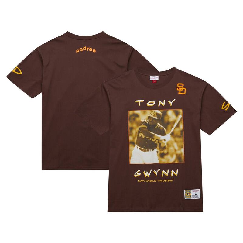 ミッチェル&ネス メンズ トップス Tシャツ ヴィンテージ ロゴ Men's Mitchell & Ness Tony Gwynn Brown San Diego Padres Cooperstown Collection Heavyweight Premium Player Vintage Logo T-Shirt Pad Brown ブラウン
