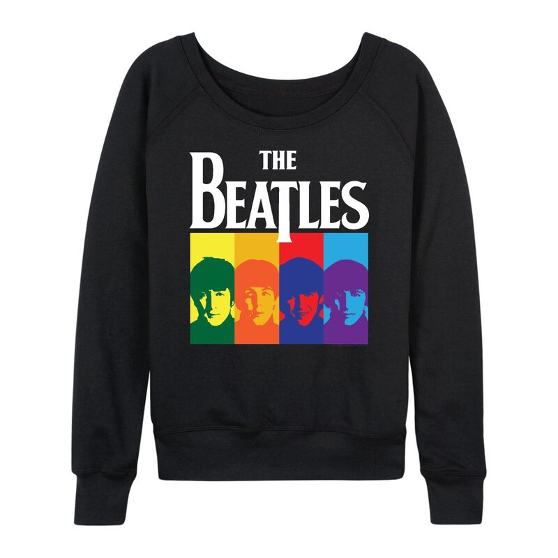 アニメキャラクター レディース トップス Tシャツ パイル Licensed Character Women's The Beatles Color Block French Terry Long Sleeve Tee Black ブラック