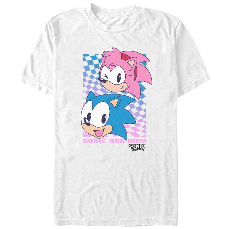 アニメキャラクター メンズ トップス Tシャツ グラフィック Licensed Character Men'sonic Thedgehog Sonic And Amy Graphic Tee White ホワイト