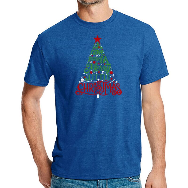 エルエーポップアート メンズ トップス Tシャツ LA Pop Art Have Yourself A Merry Little Christmas - Men's Premium Blend Word Art-shirt Royal｜ReVida 店