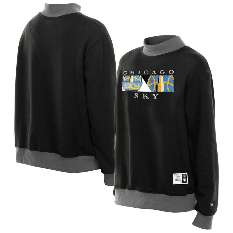 ニューエラ レディース トップス Tシャツ モックネック スウェット クロップド Women's New Era Black Chicago Sky Split Cropped Mock Neck Sweatshirt Wnblack ブラック