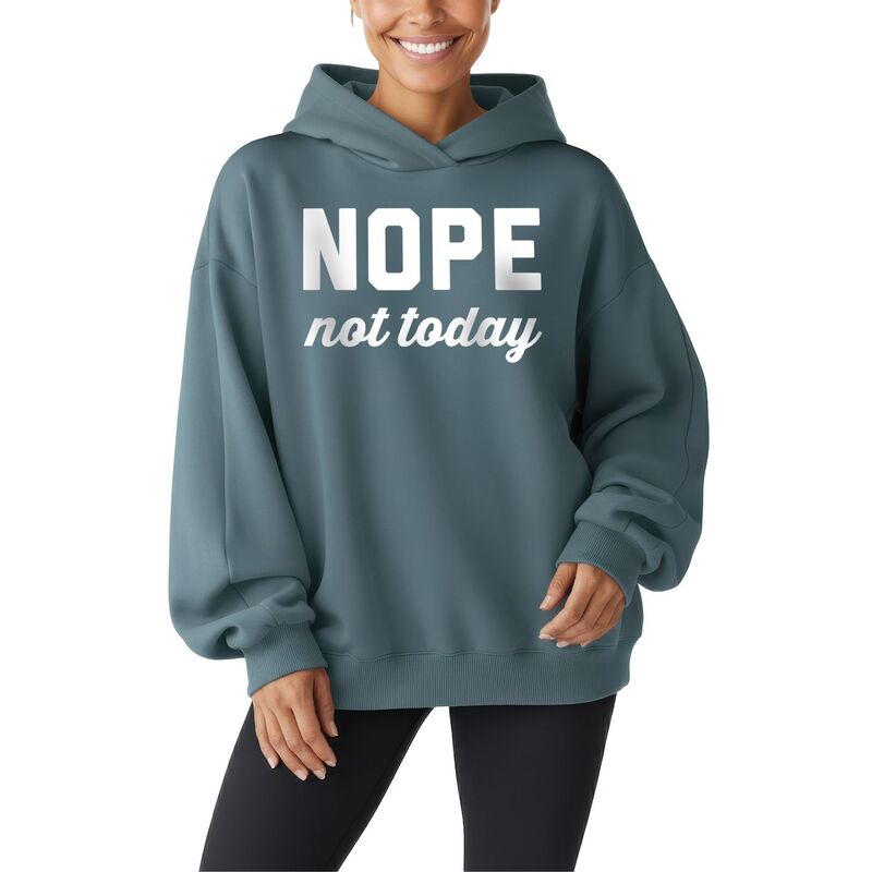 アニメキャラクター レディース トップス Tシャツ スウェット フリース パーカー Licensed Character Women's Nope Notoday Oversized Fleece Hoodie Sweatshirt Flint Blue ブルー
