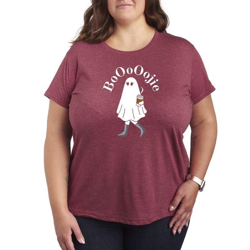 アンブランデッド レディース トップス Tシャツ プラスサイズ グラフィック Unbranded Plusize Boojie Ghost Graphic Tee Heather Dark Red ヘザー