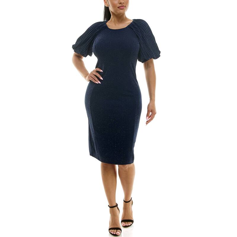 ニナレオナルド レディース トップス ワンピース Women's Nina Leonard Puff Sleeve Sheath Dress Navy ネイビー