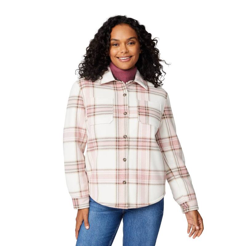 無償性 カントリー レディース アウター 上衣・上衣 プルオーバー フリース Free Country Women\u0027s Chill Out Fleece Shirt Jacket Primrose Plaid 照合のしるし