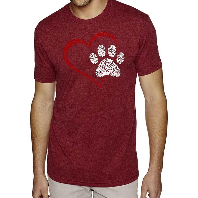 エルエーポップアート メンズ トップス ティーシャツ 天使の都市 Pop Art Paw Heart - Men\u0027s Premium Blend Word Art-shirt Burgundy バーガンディ メンズファッション-Tシャツ・カットソー