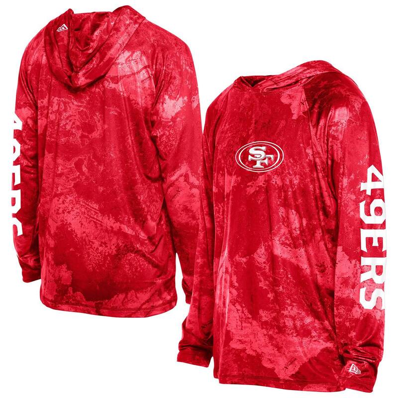 ニュー内鰓 メンズ トップス プルオーバー Men\u0027s New Era Red San Francisco 49ers RealTree Xtreme Camo Raglan Long Sleeve Hooded Top 49red 赤いこと