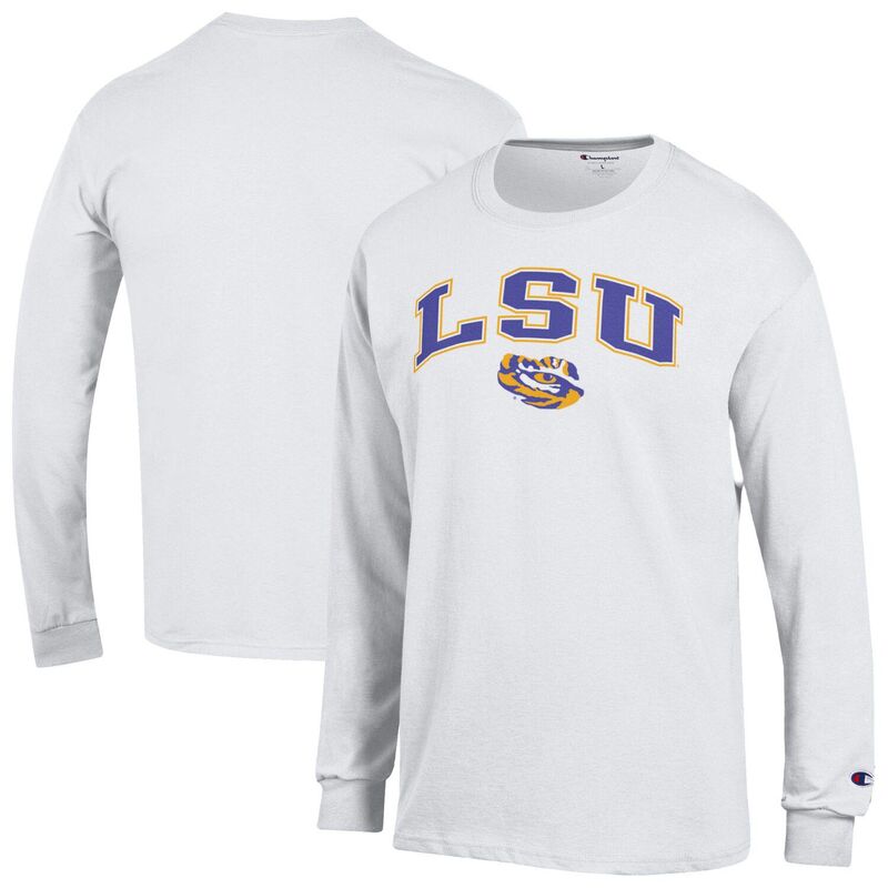 チャンピオン メンズ トップス Tシャツ ロゴ MenChampion White LSU Tigers Arch Over Logo Long Sleeve T-Shirt Lsu White ホワイト