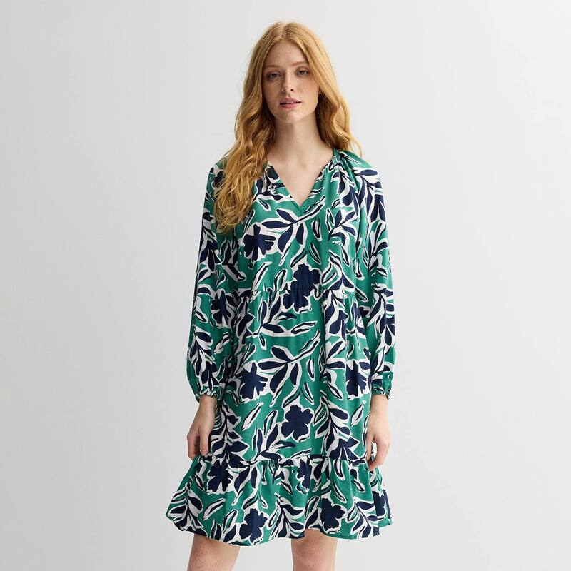 ソノマ レディース トップス ワンピース Vネック シャーリング Womenonoma Goods For Life Smocked V-Neck Long Sleeve Dress Green Big Floral グリーン