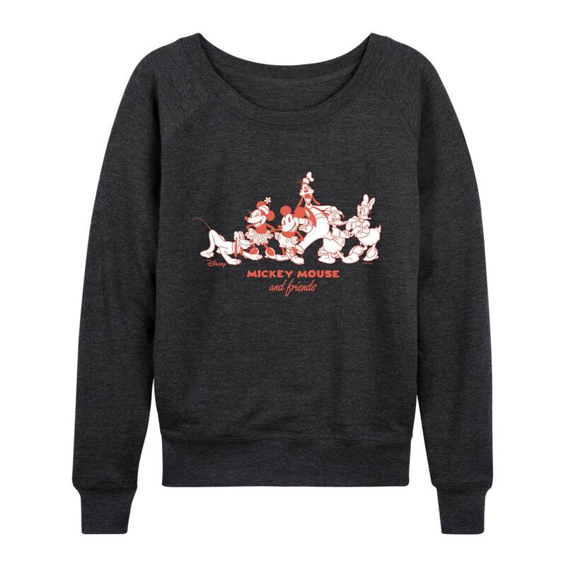 ディズニー レディース トップス Tシャツ パイル Women's Disney's Mickey Mouse & Friends French Terry Long Sleeve Tee Heather Charcoal チャコール