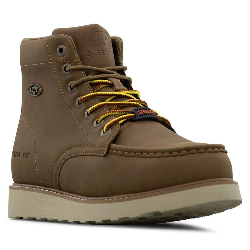 ラグズ メンズ シューズ ブーツ・レインブーツ Tシャツ Lugz Monterey Men'steel Toe Work Boots Dark Cashew Cream クリーム