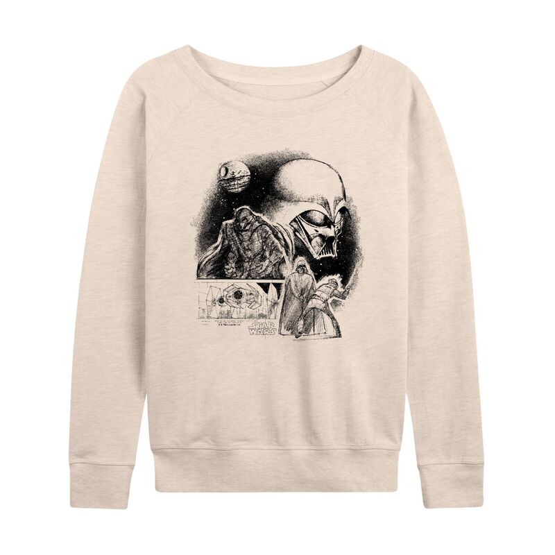 スター ウォーズ レディース トップス Tシャツ パイル Women'star Wars Darth Vader Sketch French Terry Long Sleeve Tee Beige ベージュ