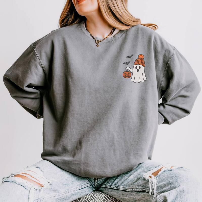 Simply Sage Market レディース トップス Tシャツ スウェット 刺繍 Simply Sage Market Embroidered Beanie Ghost - Womens Lightweight Garment Dyed Sweatshirt Grey グレー