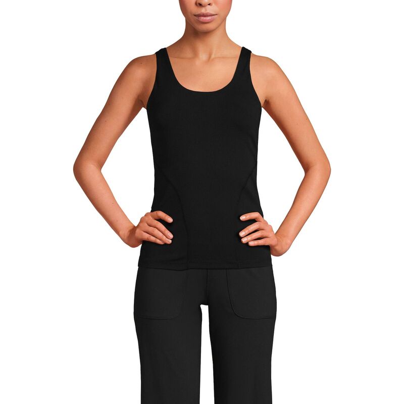 ランズエンド レディース トップス Tシャツ Women's Lands' End Interlock Scoopneck Tank Top Black ブラック｜ReVida 店 9,865円