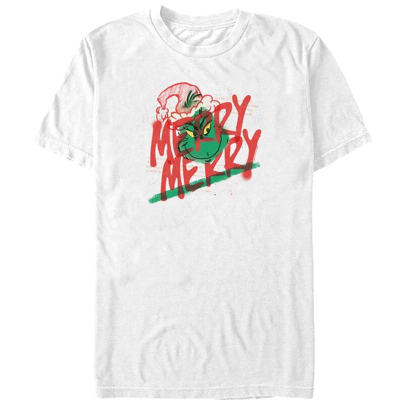 アニメ人となり メンズ トップス ティーシャツ トール グラフィック Licensed Character Big \u0026 Tall Dr. Seuss Grinch Merry Graphic Tee White 白いこと メンズファッション-トップス