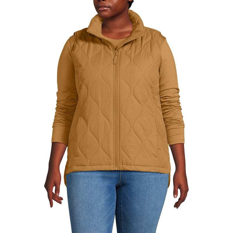 ランズエンド レディース アウター ジャケット・ブルゾン プラスサイズ キルティング ベスト Plusize Lands' End FeatherFree Quilted Insulated Vest Canyon Camel キャメル