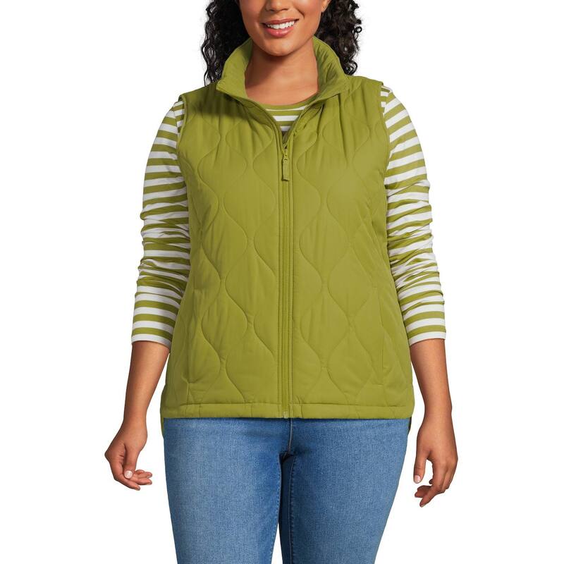 ランズエンド レディース アウター ジャケット・ブルゾン プラスサイズ キルティング ベスト Plusize Lands' End FeatherFree Quilted Insulated Vest Vintage Lime Green ライム