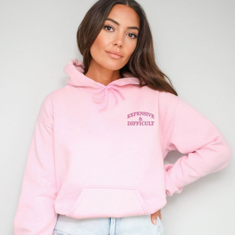 Simply Sage Market レディース トップス Tシャツ 刺繍 パーカー グラフィック Simply Sage Market Embroidered Expensive & Difficult - Women's Graphic Hoodie Light Pink ピンク