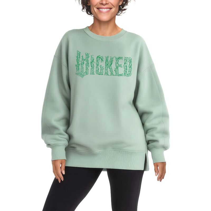 アニメキャラクター レディース トップス Tシャツ スウェット ロゴ フリース Licensed Character Women's Wicked For Good Logoversized Fleece Crew Sweatshirt Seafoam