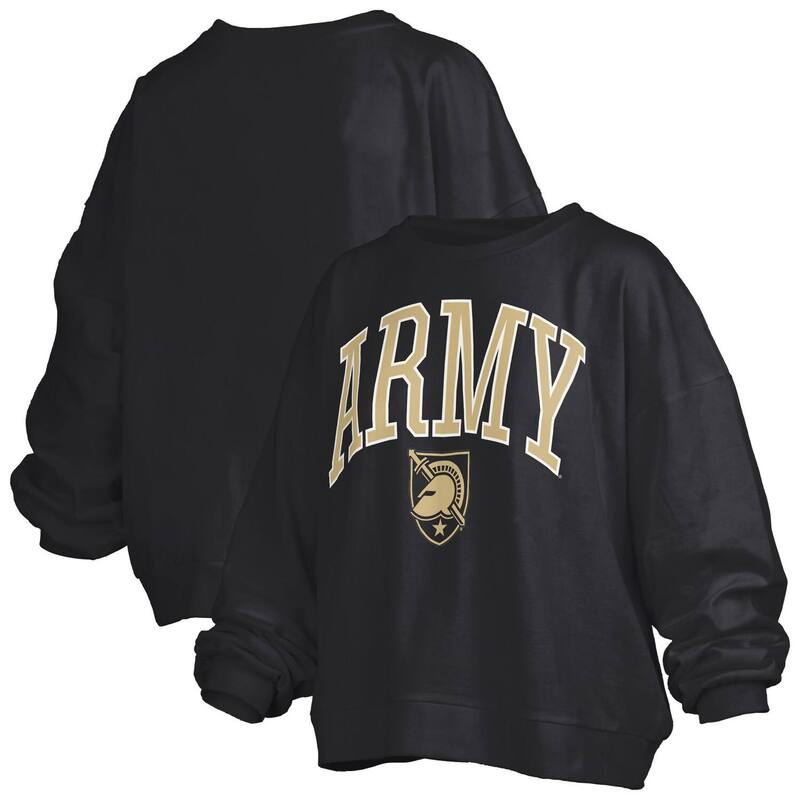 プレスボックス レディース トップス Tシャツ スウェット ロゴ Women\'s Pressbox Black Army Blacknights Janise Arch Over Logo Waist Length Oversized Pullover Sweatshirt Nc2 Black ブラック