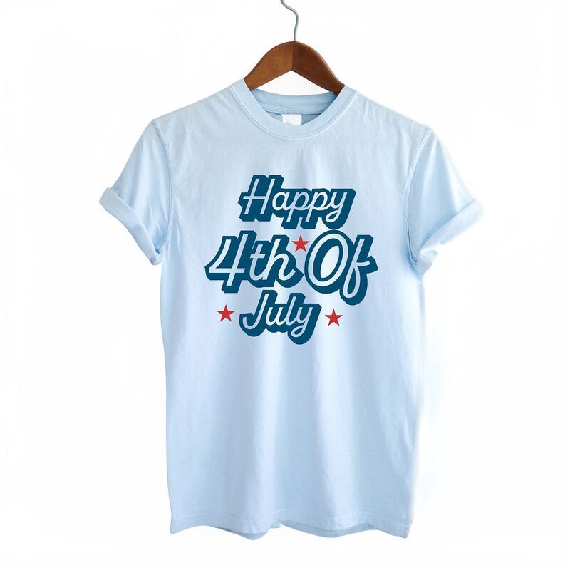Simply Sage Market レディース トップス ティーシャツ Simply Sage Market Happy 4th Of July Stars Garment Dyed Tees Chambray トップス-Tシャツ・カットソー
