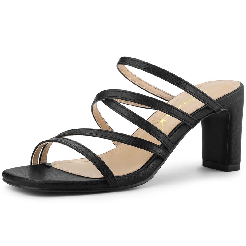 アレグラ ケー レディース シューズ パンプス サンダル ヒール ALLEGRA K Women'slip On Crisscrosstrap Block Heelsandals Black ブラック