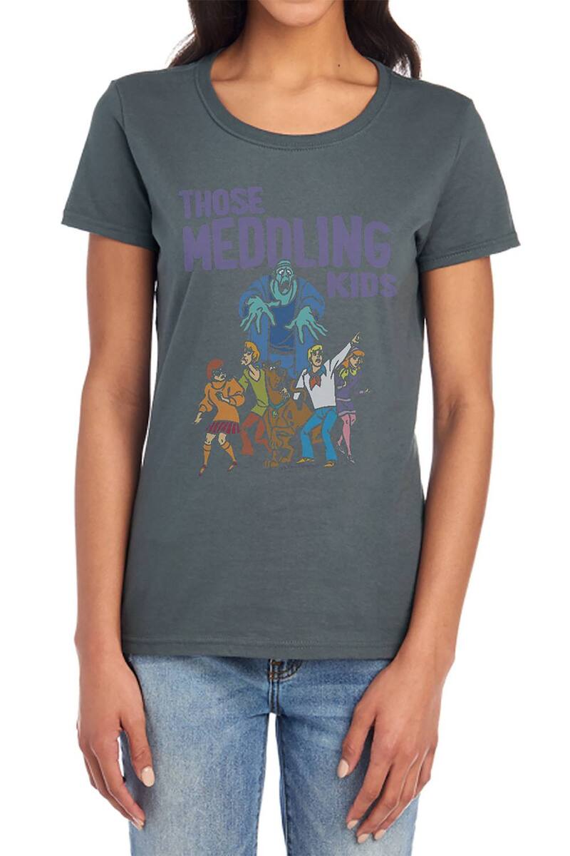 アニメキャラクター レディース トップス Tシャツ グラフィック Licensed Character Juniors' Scooby Doo Those Meddling Kids Graphic Tee Charcoal チャコール