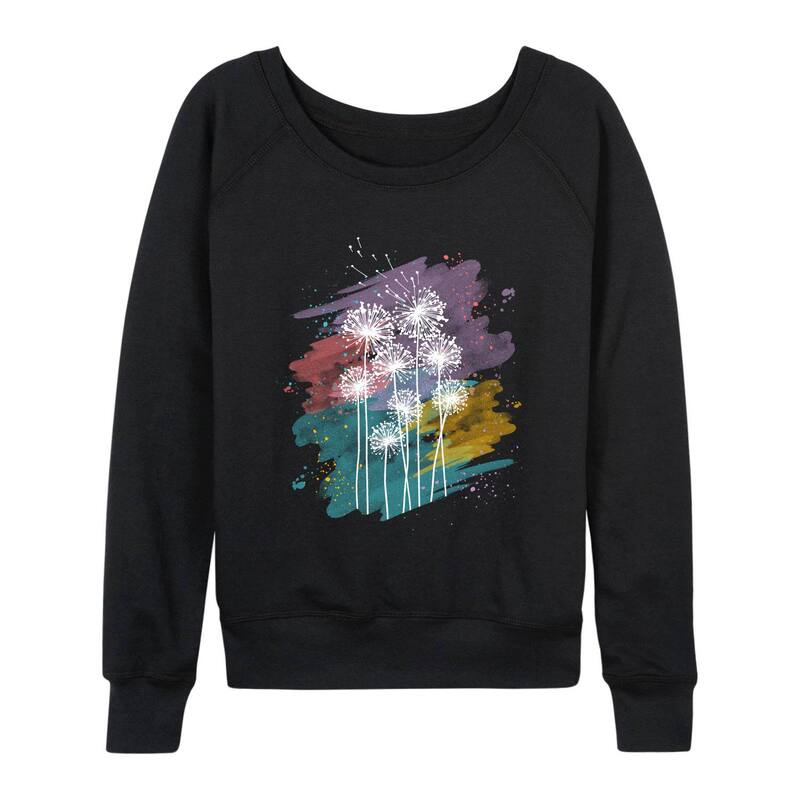 アニメキャラクター レディース トップス Tシャツ パイル Licensed Character Women's Dandelions Watercolor French Terry Long Sleeve Tee Black ブラック