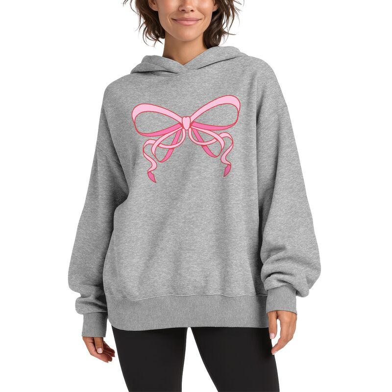 アニメキャラクター レディース トップス Tシャツ スウェット フリース パーカー Licensed Character Women's Bows Oversized Fleece Hoodie Sweatshirt Athletic Heather ヘザー｜ReVida 店