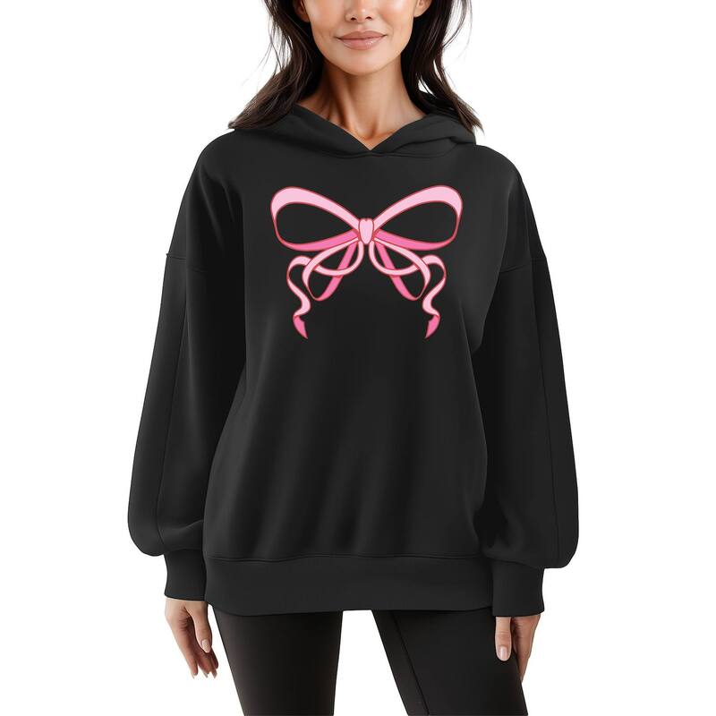 アニメキャラクター レディース トップス Tシャツ スウェット フリース パーカー Licensed Character Women's Bows Oversized Fleece Hoodie Sweatshirt Black ブラック|ReVida 店