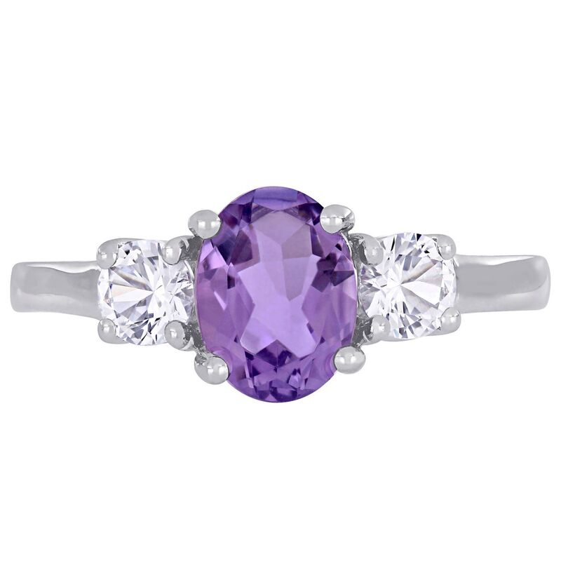ステラ グレース レディース アクセサリー リング Stella Grace Sterling Silver Amethyst & Lab Created White Sapphire 3-Stone Ring Sterling Silver シルバー|ReVida 店