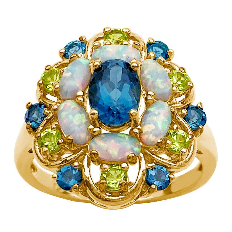 アンブランデッド レディース アクセサリー リング Unbranded 18k Gold Over Sterling Silver Lab-Created Opal With Swiss Blue Topaz & Peridot Pendant Ringold Tone ゴールド 25,350円