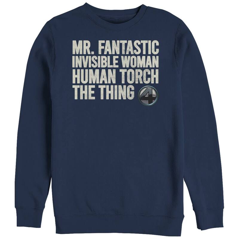 マーベル メンズ トップス ティーシャツ トール フリース グラフィック Big \u0026 Tall Marvel Fantastic Four Members\u0027 Names Graphic Fleece Navy 米国海軍 トップス-Tシャツ・カットソー