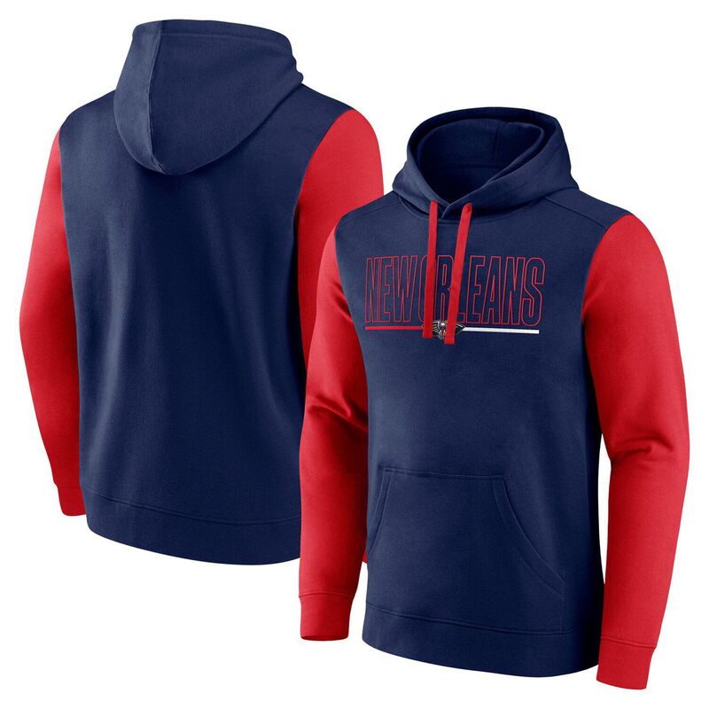 アンブランデッド メンズ トップス Tシャツ カラーブロック パーカー Unbranded Men's Navy New Orleans Pelicans Outline Colorblock Pullover Hoodie Nor Navy ネイビー